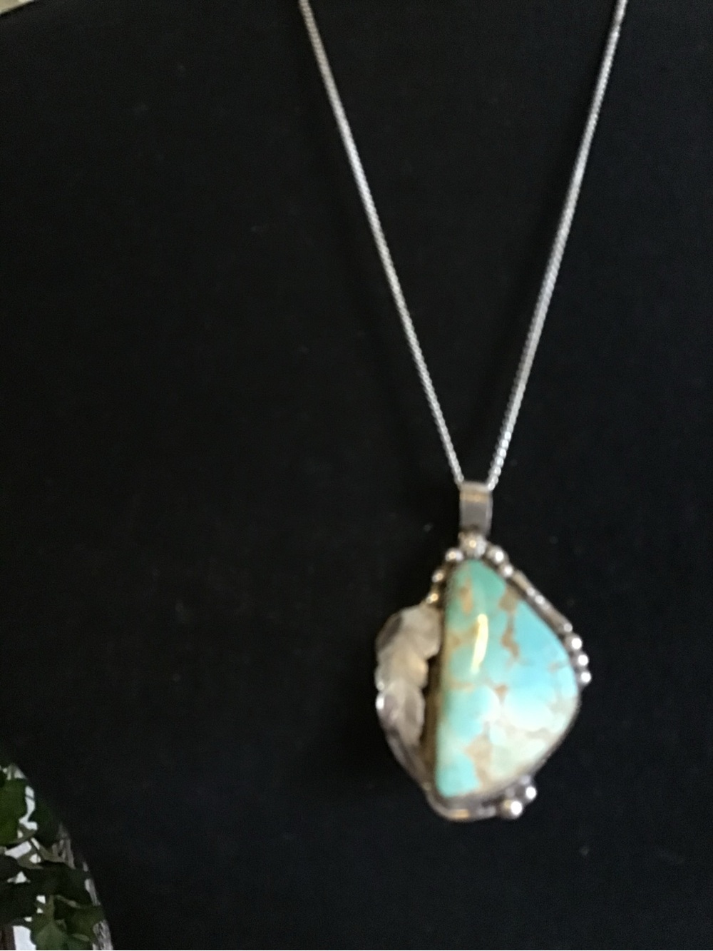 Sterling Silver Handcrafted and Designed Turquoise Pendant Necklace